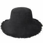 Frayed Bucket Hat - Wide Brim Cotton - UPF 50+ Sun Protection - One Size
