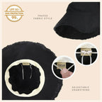 Frayed Bucket Hat - Wide Brim Cotton - UPF 50+ Sun Protection - One Size