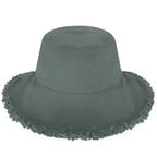 Frayed Bucket Hat - Wide Brim Cotton - UPF 50+ Sun Protection - One Size