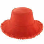 Frayed Bucket Hat - Wide Brim Cotton - UPF 50+ Sun Protection - One Size