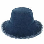 Frayed Bucket Hat - Wide Brim Cotton - UPF 50+ Sun Protection - One Size