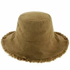 Frayed Bucket Hat - Wide Brim Cotton - UPF 50+ Sun Protection - One Size