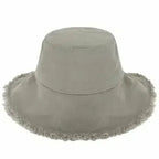 Frayed Bucket Hat - Wide Brim Cotton - UPF 50+ Sun Protection - One Size