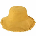 Frayed Bucket Hat - Wide Brim Cotton - UPF 50+ Sun Protection - One Size