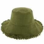 Frayed Bucket Hat - Wide Brim Cotton - UPF 50+ Sun Protection - One Size