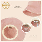 Frayed Bucket Hat - Wide Brim Cotton - UPF 50+ Sun Protection - One Size