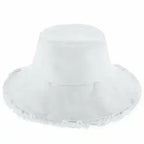Frayed Bucket Hat - Wide Brim Cotton - UPF 50+ Sun Protection - One Size