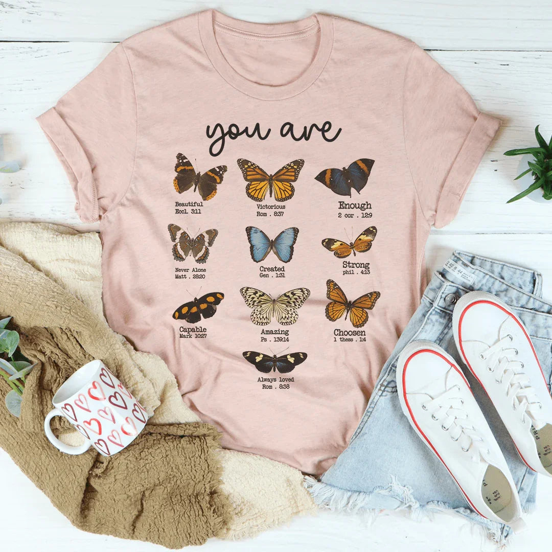 Bible Verses Butterflies Tee Peachy Sunday