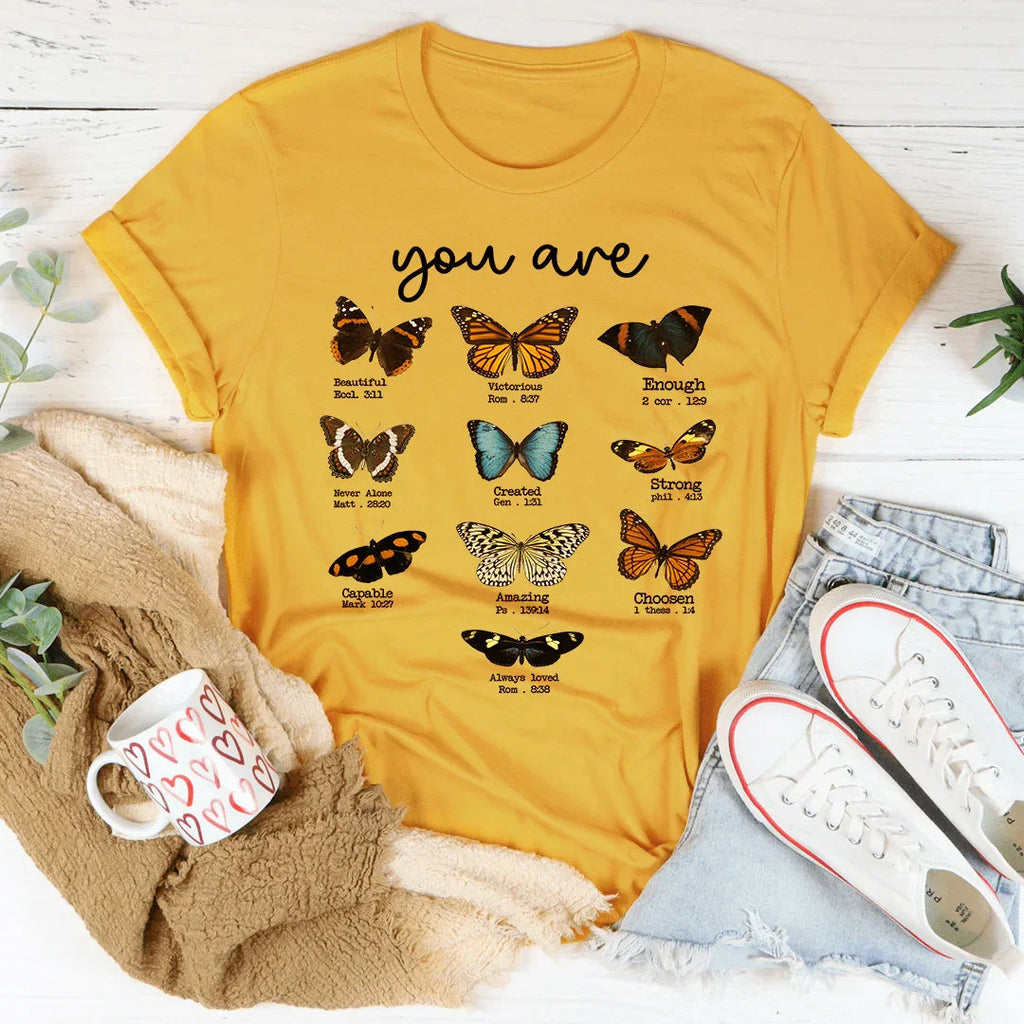 Bible Verses Butterflies Tee Peachy Sunday