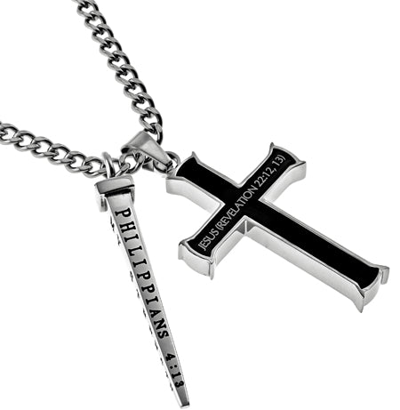 Black Cross Nail Necklace KingdomWear