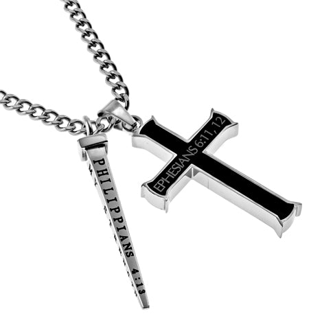 Black Cross Nail Necklace KingdomWear