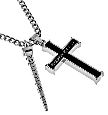 Black Cross Nail Necklace KingdomWear