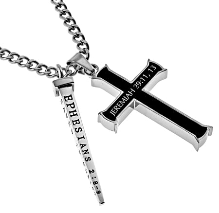 Black Cross Nail Necklace KingdomWear