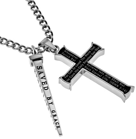 Black Cross Nail Necklace KingdomWear