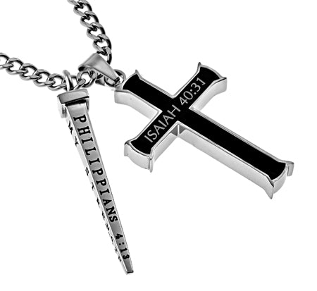 Black Cross Nail Necklace KingdomWear