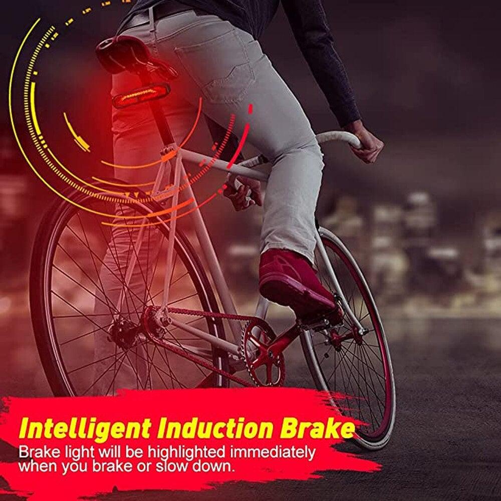 Bicycle Alarm Taillight Anti Theft USB Rechargeable Bicycle Rear Tail Light Turn Signal Warning Cycling Light Bike Alarm With Remote Rechargeable Rear Bike Light Waterproof Auto ON/Off Bicycle Lights Bike Turn Signals Brake Light Stevvex
