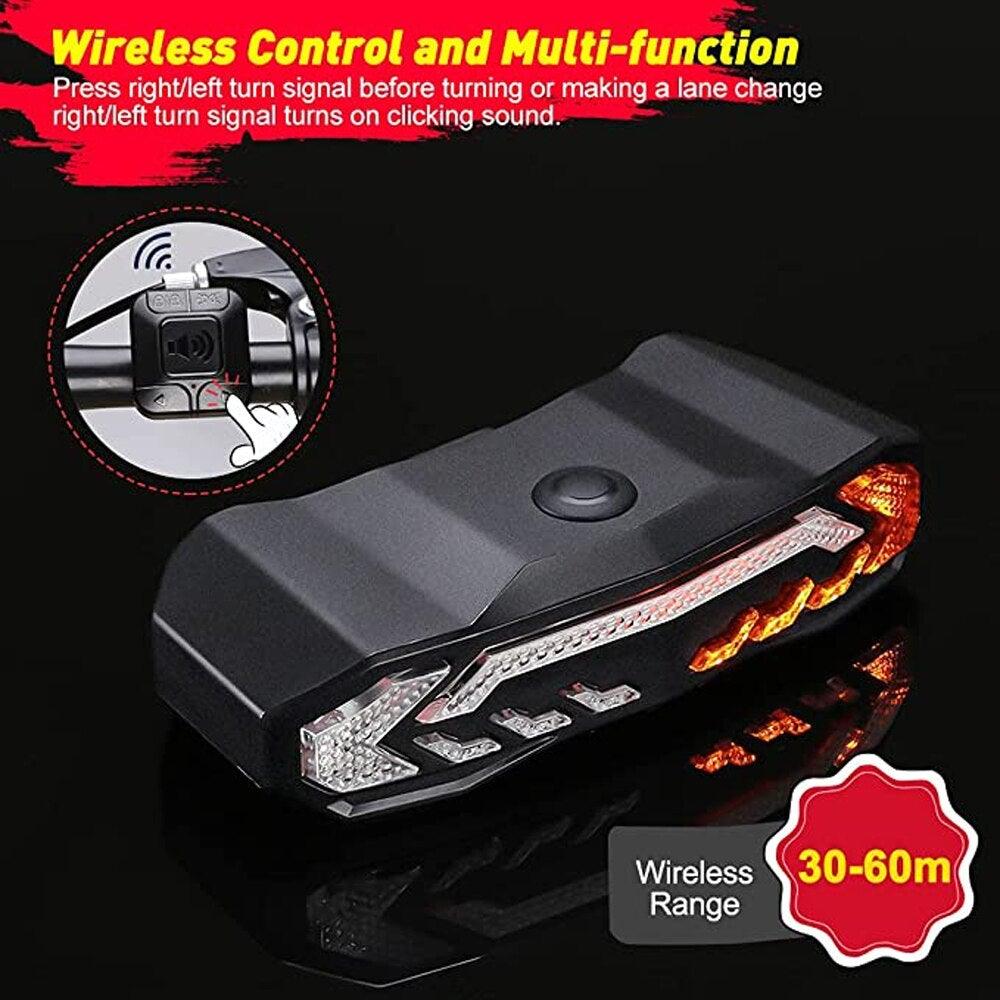 Bicycle Alarm Taillight Anti Theft USB Rechargeable Bicycle Rear Tail Light Turn Signal Warning Cycling Light Bike Alarm With Remote Rechargeable Rear Bike Light Waterproof Auto ON/Off Bicycle Lights Bike Turn Signals Brake Light Stevvex