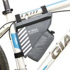 Bicycle Bag Waterproof Bike Triangle Bag Storage Mobile Phone Cycling Bag Bike Tube Pouch Holder Accessories Bike Frame Storage Bag Water Resistant Cycling Handlebar Top Tube Bag Under Seat Pouch Strap-On Adjustable Install Position Stevvex