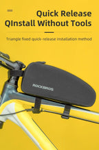 Bicycle Bag Waterproof Cycling Top Front Tube Frame Bag Large Capacity Road Bicycle Black Bike Accessories Top Tube Bike Bag Waterproof Bike Front Frame Bike Bag Bicycle Top Tube Bag Cycling Accessories