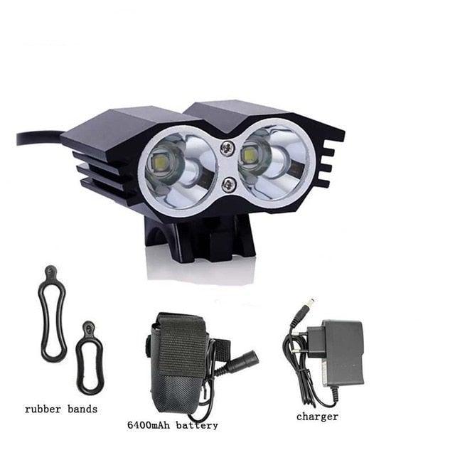 Bicycle Front Light Super Bright Bike Light Road Cycling Headlight 6400mAh Battery Pack Charger Bicycle Light USB Rechargeable Bike Headlight Set Install In Seconds Without Tools Powerful Bike Headlight Stevvex