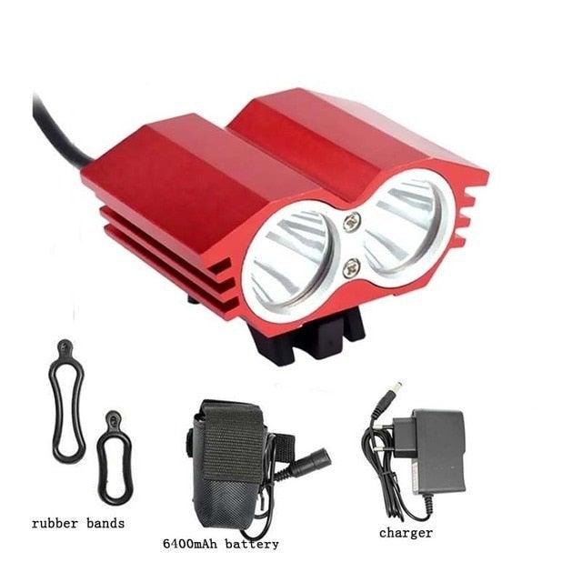 Bicycle Front Light Super Bright Bike Light Road Cycling Headlight 6400mAh Battery Pack Charger Bicycle Light USB Rechargeable Bike Headlight Set Install In Seconds Without Tools Powerful Bike Headlight Stevvex
