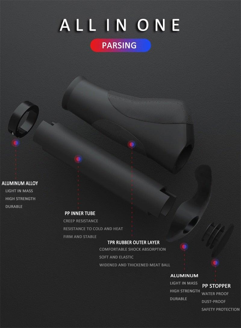 Bicycle Grip Handlebar End Cap Aluminium Alloy Lock Mountain Handle Bar Grip Bike Anti-Skid Rubber Bicycle Skid-Proof Grips New Generation Bike Handlebar Grip Soft Gel Inserts Shock Resistance Ergonomics Comfort Design Stevvex