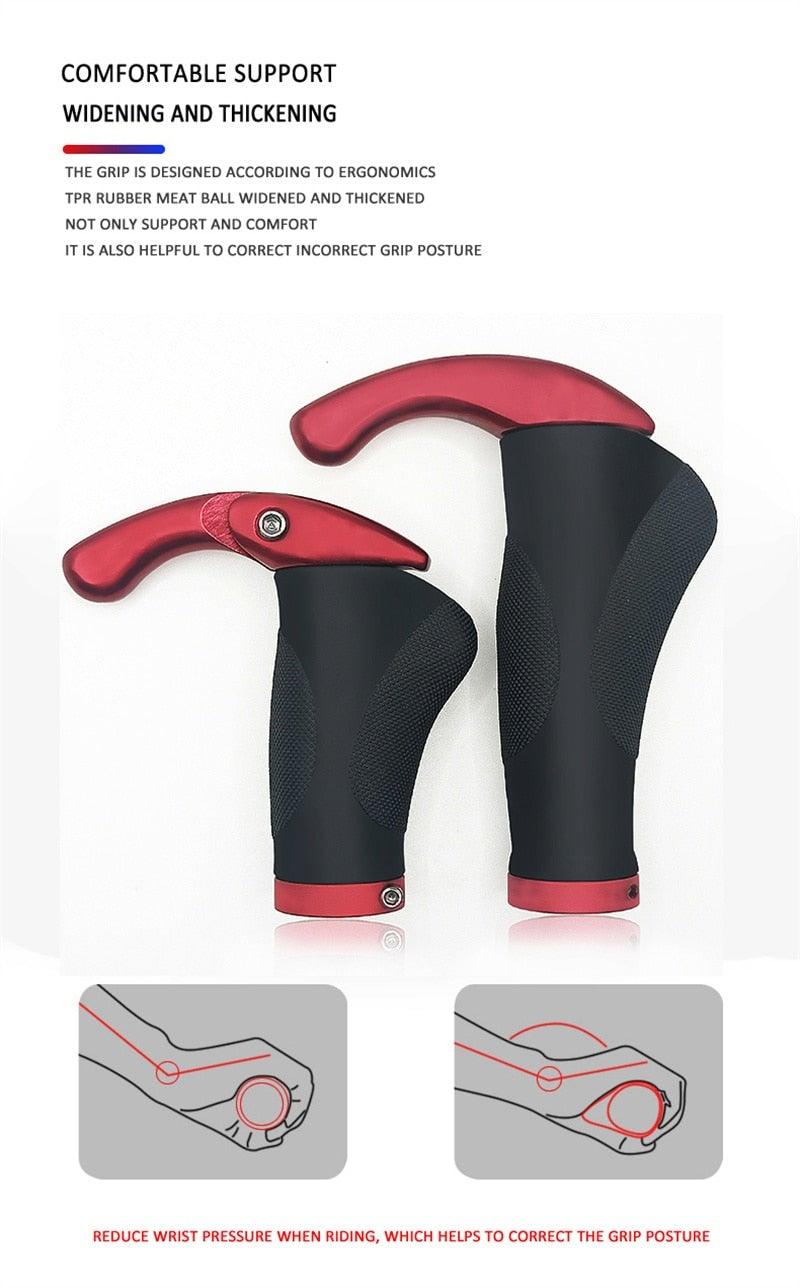 Bicycle Grip Handlebar End Cap Aluminium Alloy Lock Mountain Handle Bar Grip Bike Anti-Skid Rubber Bicycle Skid-Proof Grips New Generation Bike Handlebar Grip Soft Gel Inserts Shock Resistance Ergonomics Comfort Design Stevvex