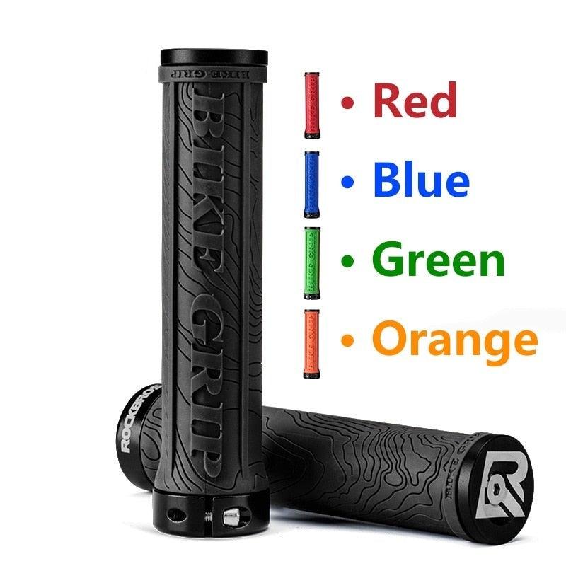 Bicycle Grips Rubber Handle Anti-Skid Cycling Handlebar Cuffs Lock Aluminum Alloy Bike Lock-On Mountain Bike Grips Bicycle Handlebar Locking Grips Non-Slip Handle Grips Stevvex