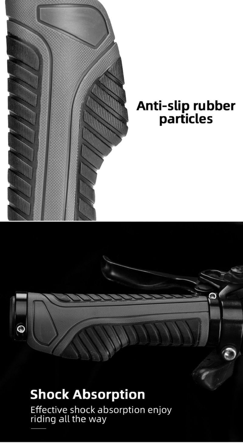 Bicycle Grips Rubber Handle Anti-Skid Cycling Handlebar Cuffs Lock Aluminum Alloy Bike Lock-On Mountain Bike Grips Bicycle Handlebar Locking Grips Non-Slip Handle Grips Stevvex
