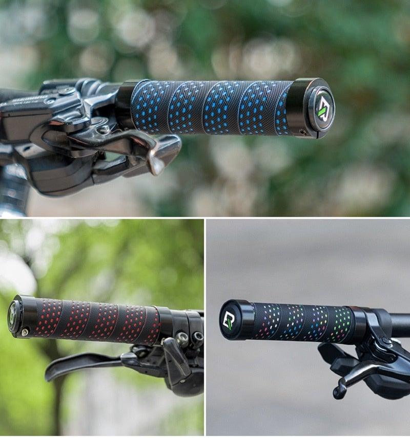 Bicycle Grips Rubber Handle Anti-Skid Cycling Handlebar Cuffs Lock Aluminum Alloy Bike Lock-On Mountain Bike Grips Bicycle Handlebar Locking Grips Non-Slip Handle Grips Stevvex