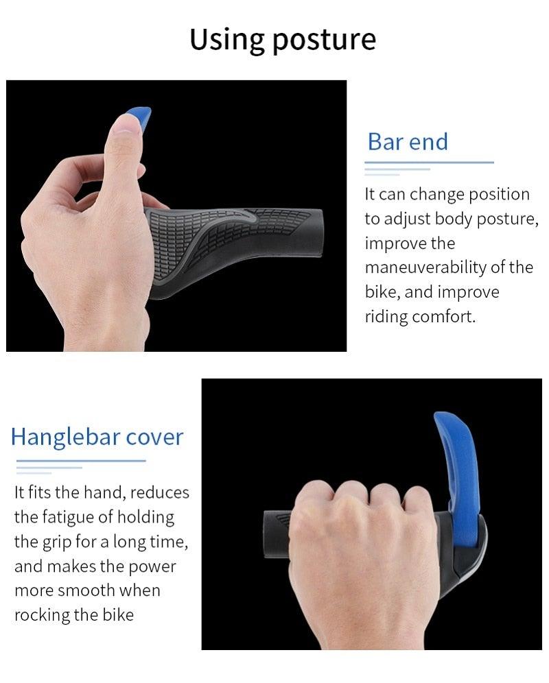 Bicycle Grips Rubber Handle Anti-Skid Cycling Handlebar Cuffs Lock Aluminum Alloy Bike Lock-On Mountain Bike Grips Bicycle Handlebar Locking Grips Non-Slip Handle Grips Stevvex