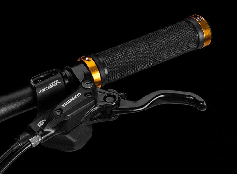 Bicycle Grips Rubber Handle Anti-Skid Cycling Handlebar Cuffs Lock Aluminum Alloy Bike Lock-On Mountain Bike Grips Bicycle Handlebar Locking Grips Non-Slip Handle Grips Stevvex