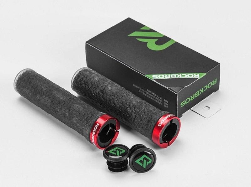 Bicycle Grips Rubber Handle Anti-Skid Cycling Handlebar Cuffs Lock Aluminum Alloy Bike Lock-On Mountain Bike Grips Bicycle Handlebar Locking Grips Non-Slip Handle Grips Stevvex