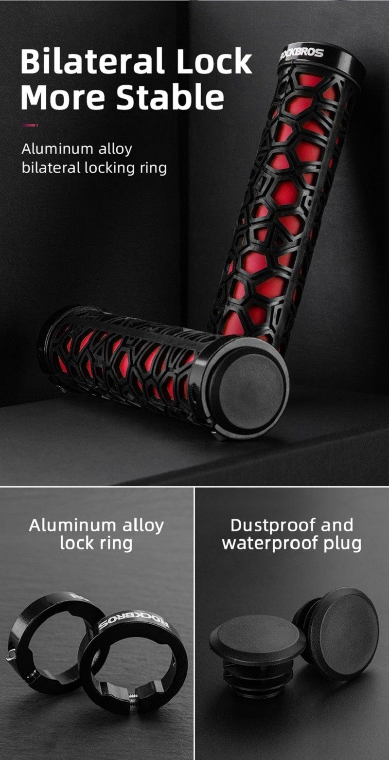 Bicycle Grips Rubber Handle Anti-Skid Cycling Handlebar Cuffs Lock Aluminum Alloy Bike Lock-On Mountain Bike Grips Bicycle Handlebar Locking Grips Non-Slip Handle Grips Stevvex