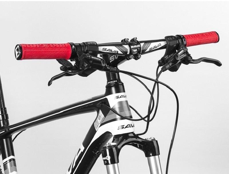 Bicycle Grips Rubber Handle Anti-Skid Cycling Handlebar Cuffs Lock Aluminum Alloy Bike Lock-On Mountain Bike Grips Bicycle Handlebar Locking Grips Non-Slip Handle Grips Stevvex