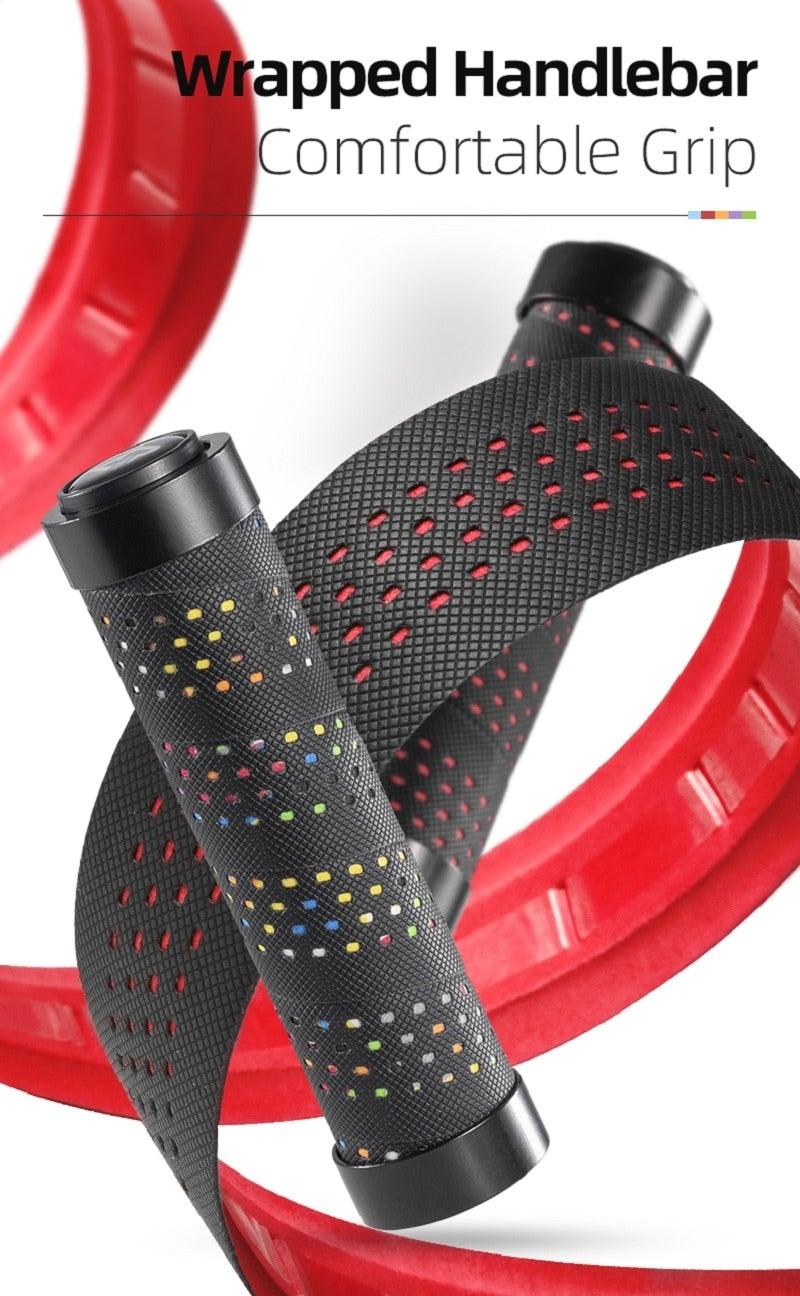 Bicycle Grips Rubber Handle Anti-Skid Cycling Handlebar Cuffs Lock Aluminum Alloy Bike Lock-On Mountain Bike Grips Bicycle Handlebar Locking Grips Non-Slip Handle Grips Stevvex