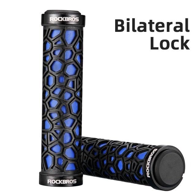 Bicycle Grips Rubber Handle Anti-Skid Cycling Handlebar Cuffs Lock Aluminum Alloy Bike Lock-On Mountain Bike Grips Bicycle Handlebar Locking Grips Non-Slip Handle Grips Stevvex