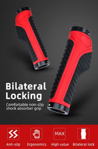 Bicycle Grips Rubber Handle Anti-Skid Cycling Handlebar Cuffs Lock Aluminum Alloy Bike Lock-On Mountain Bike Grips Bicycle Handlebar Locking Grips Non-Slip Handle Grips Stevvex