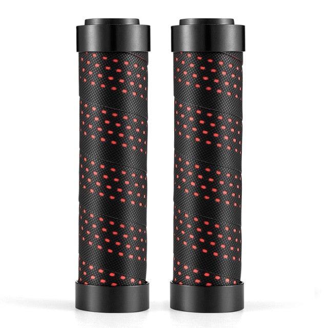 Bicycle Grips Rubber Handle Anti-Skid Cycling Handlebar Cuffs Lock Aluminum Alloy Bike Lock-On Mountain Bike Grips Bicycle Handlebar Locking Grips Non-Slip Handle Grips Stevvex
