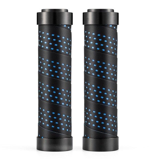 Bicycle Grips Rubber Handle Anti-Skid Cycling Handlebar Cuffs Lock Aluminum Alloy Bike Lock-On Mountain Bike Grips Bicycle Handlebar Locking Grips Non-Slip Handle Grips Stevvex