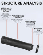 Bicycle Handlebar Grips Cycling Bicycle Accessories Non-Slip Bicycle Handlebar Grips Bike Handle Ergonomic Shockproof Bicycle Handle Grip With Adjustable Aluminum Lock For Mountain Bike Stevvex