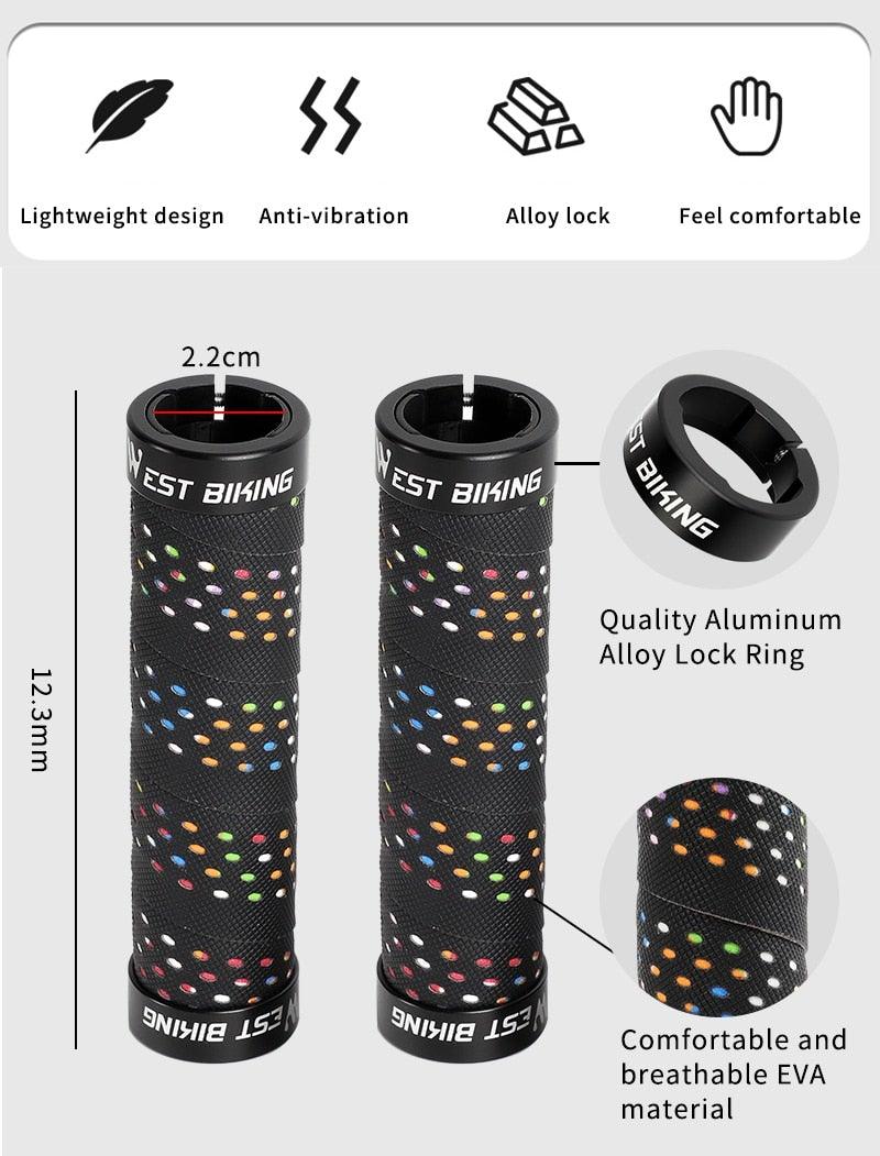 Bicycle Handlebar Grips Cycling Bicycle Accessories Non-Slip Bicycle Handlebar Grips Bike Handle Ergonomic Shockproof Bicycle Handle Grip With Adjustable Aluminum Lock For Mountain Bike Stevvex