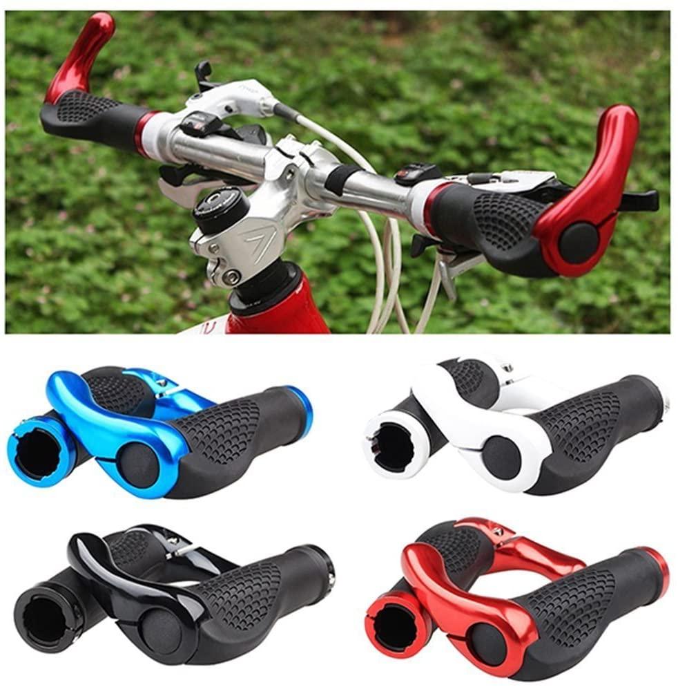Bicycle Handlebar Rubber Grip End Cap Aluminium Alloy Lock Mountain Bike Handle Bar Grip Anti-Slip Bicycle Skid-Proof Grips Handlebar Cover Widen Holding Surface Unti-Skid Bike Grips Shockproof Handlebar Cover Ergonomic Design Stevvex