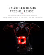 Bicycle Light Smart Rear Taillight USB LED Waterproof Safety Stop Signal Brake Cycling Lamp Waterproof Bike Rear Lights USB Rechargeable Ultra Bright Led Brake Light Cycling Riding Safety Taillight Flashlight Stevvex