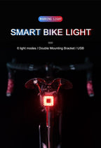 Bicycle Light Smart Rear Taillight USB LED Waterproof Safety Stop Signal Brake Cycling Lamp Waterproof Bike Rear Lights USB Rechargeable Ultra Bright Led Brake Light Cycling Riding Safety Taillight Flashlight Stevvex