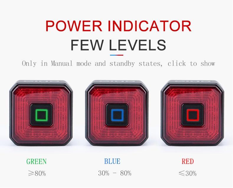 Bicycle Light Smart Rear Taillight USB LED Waterproof Safety Stop Signal Brake Cycling Lamp Waterproof Bike Rear Lights USB Rechargeable Ultra Bright Led Brake Light Cycling Riding Safety Taillight Flashlight Stevvex