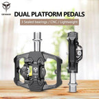 Bicycle Lock Pedal 2 In 1 With Free Cleat For Road Bikes Aluminum Anti-slip Sealed Bearing Lock Accessories Bike Clip In Pedals Cleats Included Suitable For Spin Bike Exercise Bike Indoor Bike Stevvex