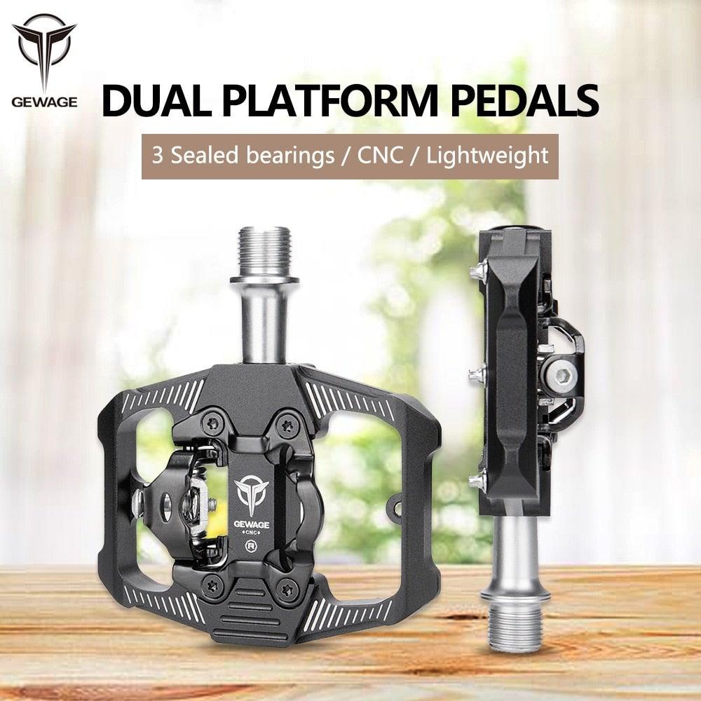 Bicycle Lock Pedal 2 In 1 With Free Cleat For Road Bikes Aluminum Anti-slip Sealed Bearing Lock Accessories Bike Clip In Pedals Cleats Included Suitable For Spin Bike Exercise Bike Indoor Bike Stevvex
