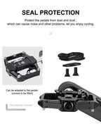 Bicycle Lock Pedal 2 In 1 With Free Cleat For Road Bikes Aluminum Anti-slip Sealed Bearing Lock Accessories Bike Clip In Pedals Cleats Included Suitable For Spin Bike Exercise Bike Indoor Bike Stevvex