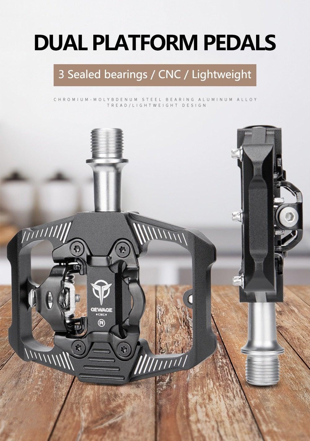 Bicycle Lock Pedal 2 In 1 With Free Cleat For Road Bikes Aluminum Anti-slip Sealed Bearing Lock Accessories Bike Clip In Pedals Cleats Included Suitable For Spin Bike Exercise Bike Indoor Bike Stevvex